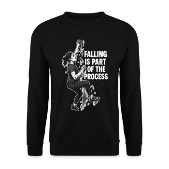 Bouldering Woman: Falling Is Part Of The Process - Unisex Sweatshirt - black - Front - Alina (178cm) & Michal (187cm)