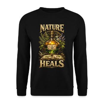 Apotheker Kräutersammler Apothekerin Nature Heals - Unisex Pullover - Schwarz - Vorne - Alina (178cm) & Michal (187cm)