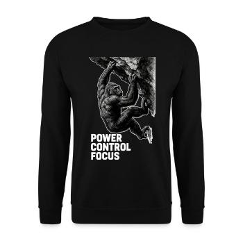 Gorilla Bouldering: Power Control Focus Design - Unisex Sweatshirt - black - Front - Alina (178cm) & Michal (187cm)