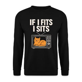 Chat Mignon Rétro TV If I Fits I Sits - Unisex Sweatshirt - black - Front - Alina (178cm) & Michal (187cm)