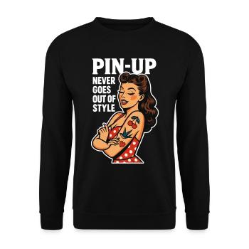 Pin-Up Never Goes Out of Style – 50s Retro - Unisex Pullover - Schwarz - Vorne - Alina (178cm) & Michal (187cm)