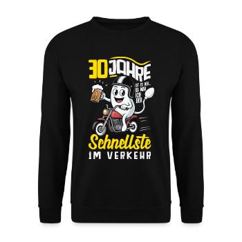 30 Jahre Schnellste Im Verkehr - Unisex Pullover - Schwarz - Vorne - Alina (178cm) & Michal (187cm)