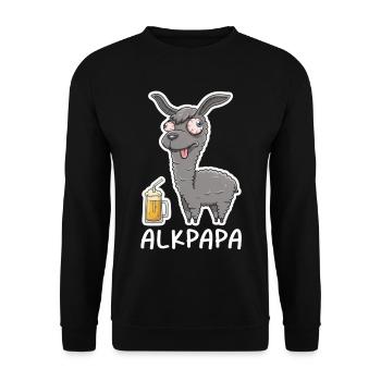 Alkpapa Alpaca with Beer Mug – Funny Saying - Unisex Sweatshirt - black - Front - Alina (178cm) & Michal (187cm)
