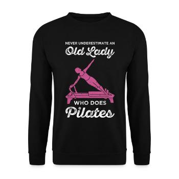 Never Underestimate An Old Woman Who Does Pilates - Unisex Sweatshirt - black - Front - Alina (178cm) & Michal (187cm)