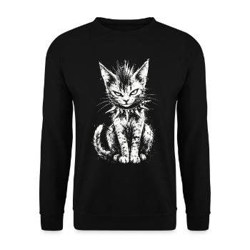 PunkRock, Katze, Punk Rocker Musik - Unisex Pullover - Schwarz - Vorne - Alina (178cm) & Michal (187cm)