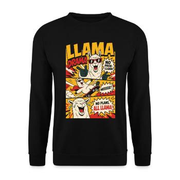 Llama Drama – No Prob-Llama Comic - Unisex Pullover - Schwarz - Vorne - Alina (178cm) & Michal (187cm)