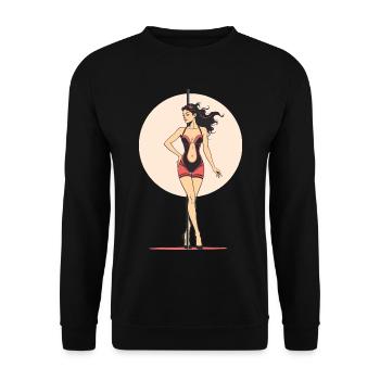 Sexy Pole Dance Silhouette – Erotische Kunst - Unisex Pullover - Schwarz - Vorne - Alina (178cm) & Michal (187cm)