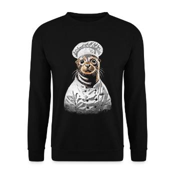 Robbenkoch - Unisex Pullover - Schwarz - Vorne - Alina (178cm) & Michal (187cm)