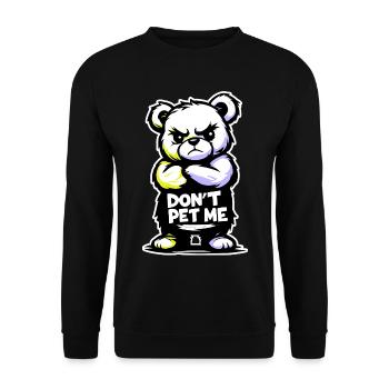 Grumpy Bear "STREICHEL MICH NICHT" – 🐻 Wütender Bär - Unisex Pullover - Schwarz - Vorne - Alina (178cm) & Michal (187cm)