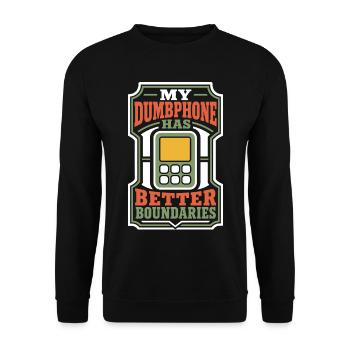 Dumbphone setzt bessere Grenzen - Unisex Pullover - Schwarz - Vorne - Alina (178cm) & Michal (187cm)