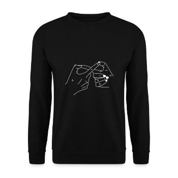 Hände Unendlichzeichen Finger Liebe - Unisex Pullover - Schwarz - Vorne - Alina (178cm) & Michal (187cm)