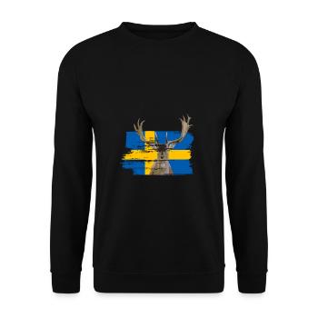 Schweden Elch - Unisex Pullover - Schwarz - Vorne - Alina (178cm) & Michal (187cm)