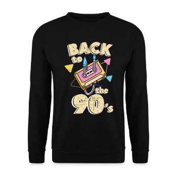 90s 90er - Unisex Pullover - Schwarz - Vorne - Alina (178cm) & Michal (187cm)
