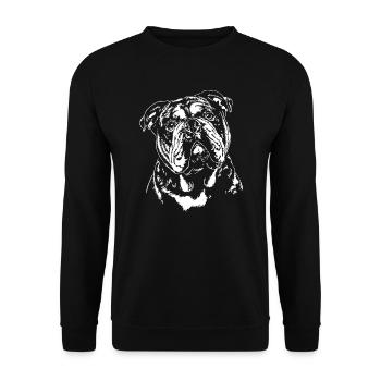 OLD ENGLISH BULLDOG Portrait Hunde OEB Wilsigns - Unisex Pullover - Schwarz - Vorne - Alina (178cm) & Michal (187cm)