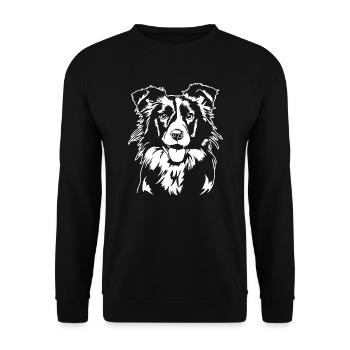 BORDER COLLIE Portrait Chiens de troupeau Chiens Wilsigns - Sweat-shirt Unisexe - noir - Devant - Alina (178cm) & Michal (187cm)