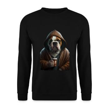 Bulldog morning grouch coffee colleague office - Unisex Sweatshirt - black - Front - Alina (178cm) & Michal (187cm)
