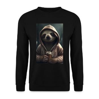 Sloth morning grouch coffee colleague office - Unisex Sweatshirt - black - Front - Alina (178cm) & Michal (187cm)