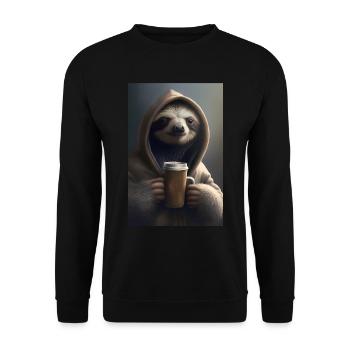 Sloth morning grouch coffee colleague office - Unisex Sweatshirt - black - Front - Alina (178cm) & Michal (187cm)