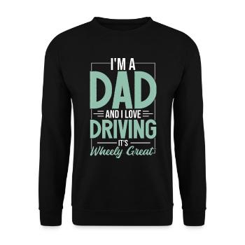 Ich bin Vater und ich liebe das Autofahren - Unisex Pullover - Schwarz - Vorne - Alina (178cm) & Michal (187cm)
