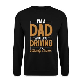 Papa fährt Papa Witz - Unisex Pullover - Schwarz - Vorne - Alina (178cm) & Michal (187cm)