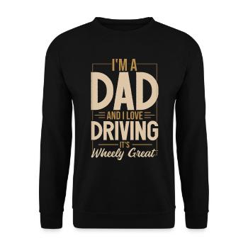 Ich bin Vater und ich liebe Autofahren | Wortspiel Lover Dad Witz - Unisex Pullover - Schwarz - Vorne - Alina (178cm) & Michal (187cm)