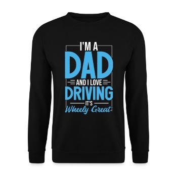 Auto fahren Wortspiel lustig Papa Witz Vatertag - Unisex Pullover - Schwarz - Vorne - Alina (178cm) & Michal (187cm)
