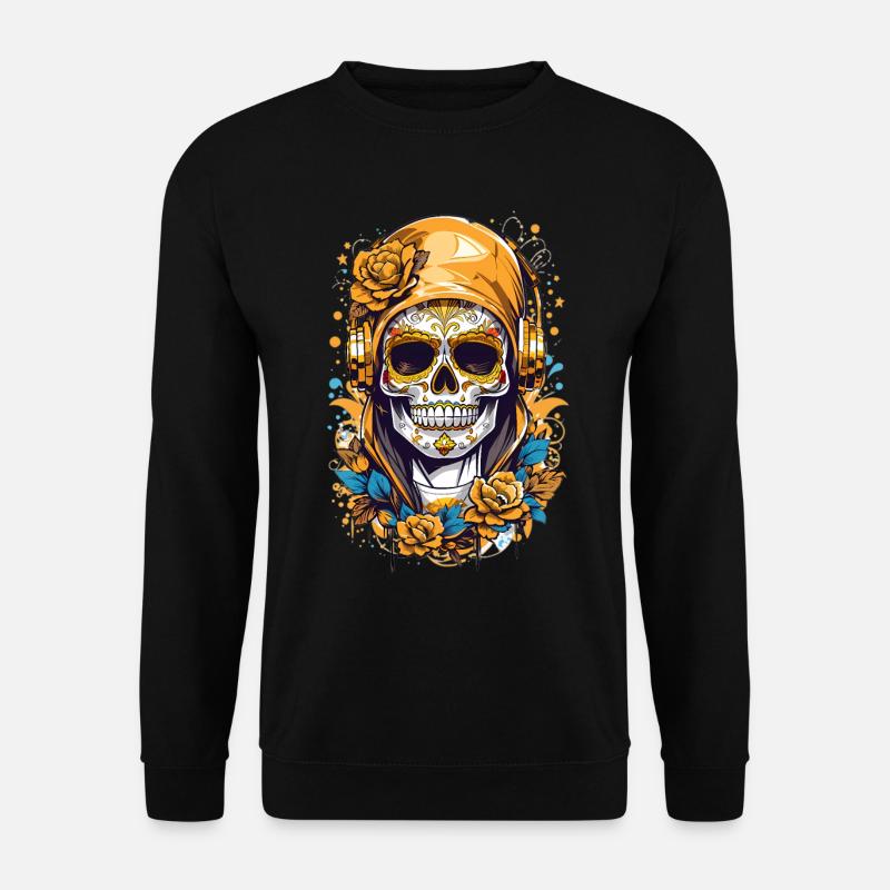 Goldene Zucker Schädel - Unisex Pullover - Schwarz
