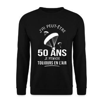 50 ans parapente humour anniversaire parapentistes - Sweat-shirt Unisexe - noir - Devant - Alina (178cm) & Michal (187cm)