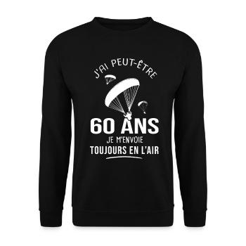 60 ans parapente humour anniversaire parapentistes - Sweat-shirt Unisexe - noir - Devant - Alina (178cm) & Michal (187cm)