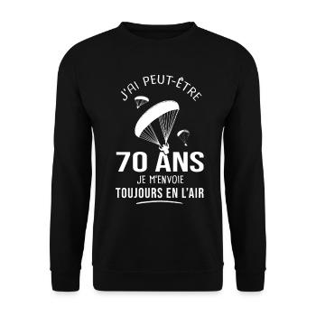 70 ans parapente humour anniversaire parapentistes - Sweat-shirt Unisexe - noir - Devant - Alina (178cm) & Michal (187cm)