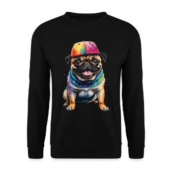 Carlin Snapback Cap Chien Coloré Drôle Design Imprimer - Sweat-shirt Unisexe - noir - Devant - Alina (178cm) & Michal (187cm)