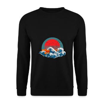 Style japonais Kanagawa Wave Aesthetic Japan - Unisex Sweatshirt - black - Front - Alina (178cm) & Michal (187cm)