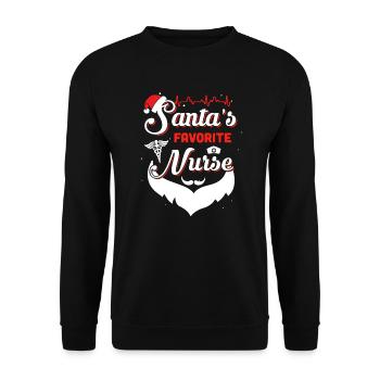 Weihnachtsmann-Krankenschwester-Weihnachtshemd - Unisex Pullover - Schwarz - Vorne - Alina (178cm) & Michal (187cm)