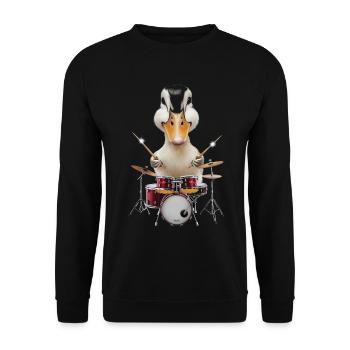 Ente Schlagzeug - Unisex Pullover - Schwarz - Vorne - Alina (178cm) & Michal (187cm)