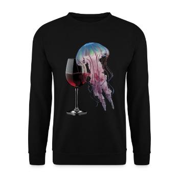 Quallen Wein - Unisex Pullover - Schwarz - Vorne - Alina (178cm) & Michal (187cm)