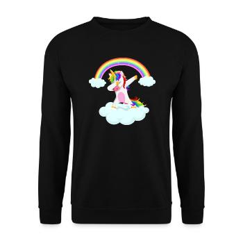 Dabbing unicorn cadeau idée licorne arc-en-ciel - Sweat-shirt Unisexe - noir - Devant - Alina (178cm) & Michal (187cm)