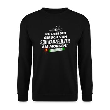 Pyro Pulver Geruch Feuerwerk - Unisex Pullover - Schwarz - Vorne - Alina (178cm) & Michal (187cm)