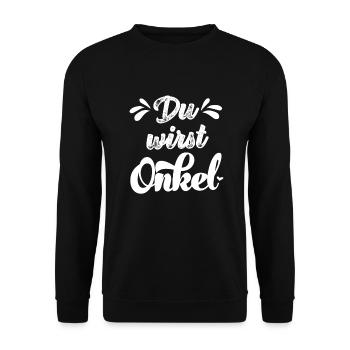 Du wirst Onkel Schwangerschaft verkünden Patenonke - Unisex Pullover - Schwarz - Vorne - Alina (178cm) & Michal (187cm)