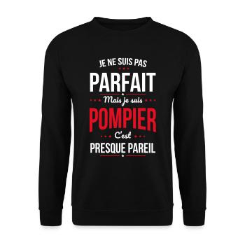 Je ne suis pas parfait mais je suis pompier - Sweat-shirt Unisexe - noir - Devant - Alina (178cm) & Michal (187cm)