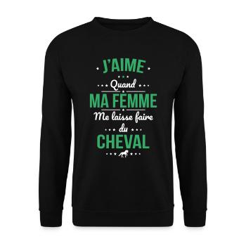 J'aime quand ma femme me laisse faire du cheval - Sweat-shirt Unisexe - noir - Devant - Alina (178cm) & Michal (187cm)