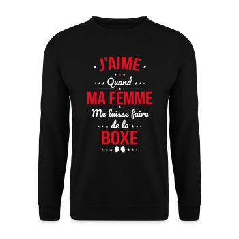 J'aime quand ma femme me laisse faire de la boxe - Sweat-shirt Unisexe - noir - Devant - Alina (178cm) & Michal (187cm)