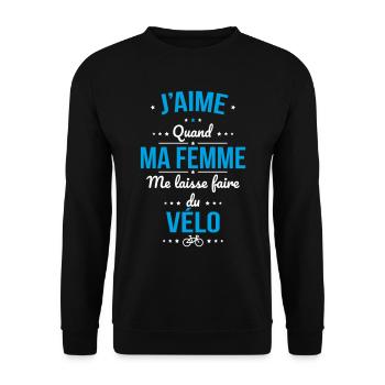 J'aime quand ma femme me laisse faire du vélo - Sweat-shirt Unisexe - noir - Devant - Alina (178cm) & Michal (187cm)