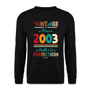 Anniversaire 20 ans - Vintage - Mars 2003 - Sweat-shirt Unisexe - noir - Devant - Alina (178cm) & Michal (187cm)