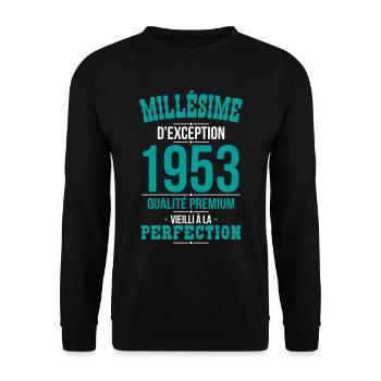 Anniversaire 70 ans - Millésime d'Exception 1953 - Sweat-shirt Unisexe - noir - Devant - Alina (178cm) & Michal (187cm)