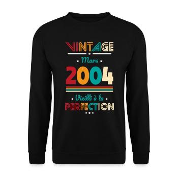 Anniversaire 20 ans - Vintage - Mars 2004 - Sweat-shirt Unisexe - noir - Devant - Alina (178cm) & Michal (187cm)