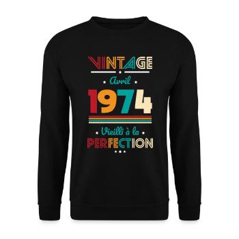 50th Anniversary - Vintage - April 1974 - Unisex Sweatshirt - black - Front - Alina (178cm) & Michal (187cm)