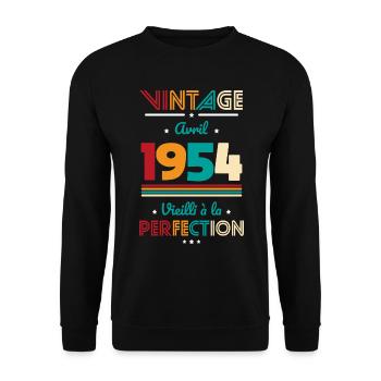 70th Anniversary - Vintage - April 1954 - Unisex Sweatshirt - black - Front - Alina (178cm) & Michal (187cm)