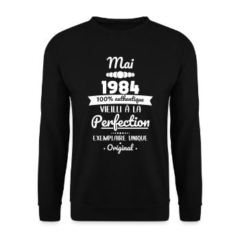 40-jähriges Jubiläum - Mai 1984 Original - Unisex Pullover - Schwarz - Vorne - Alina (178cm) & Michal (187cm)