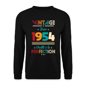 70th Anniversary - Vintage - June 1954 - Unisex Sweatshirt - black - Front - Alina (178cm) & Michal (187cm)