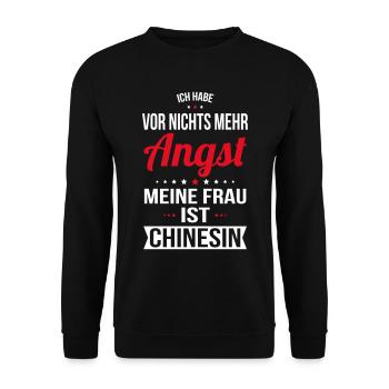 Ma femme est chinoise - Idée cadeau humour - Sweat-shirt Unisexe - noir - Devant - Alina (178cm) & Michal (187cm)